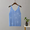 Ice Silk Knitted Bright Thread Diamond-encrusted V-neck Camisole