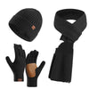 Winter Women's Wool Hat Scarf Gloves Plus Leather Non-slip Three-piece Set