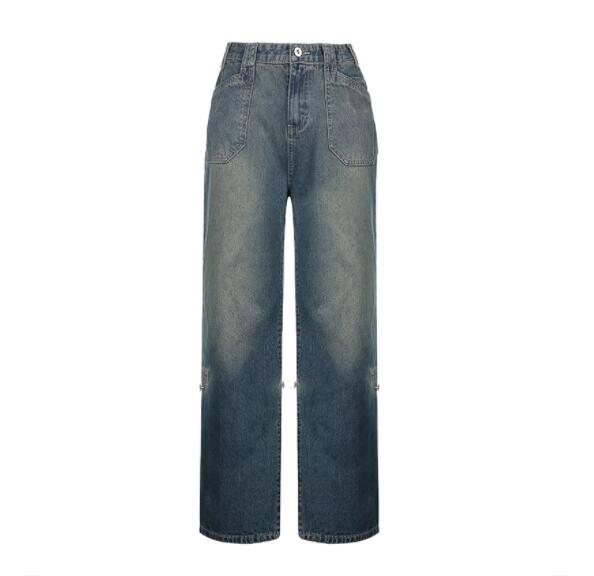 Retro Net Red Five-pointed Star Straight-leg Jeans