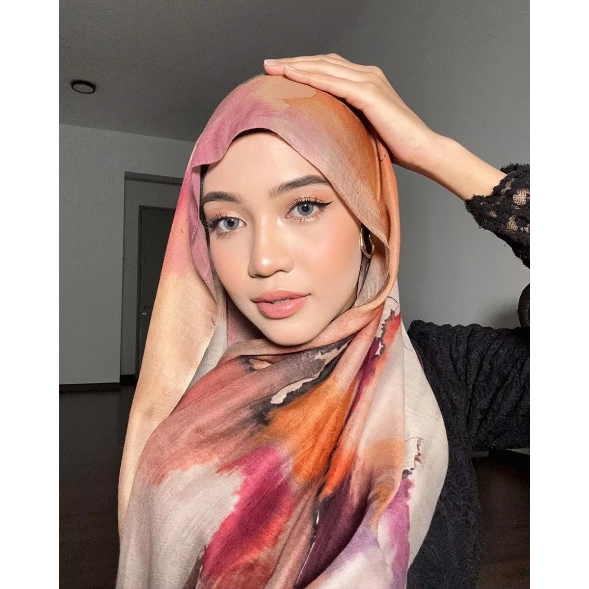 Watercolor Series Satin Polyester Ethnic Shawl