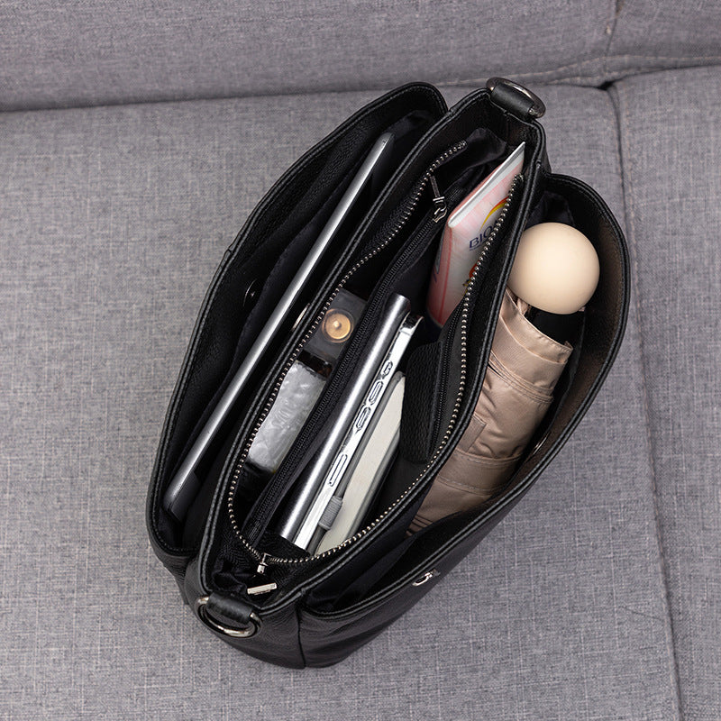 Pure Cowhide Handbag Genuine Leather Women's Simple Shoulder Crossbody Bag