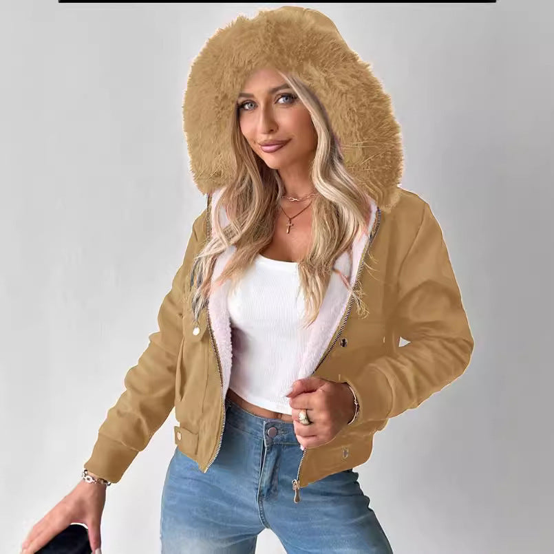 Casual Fashion Hooded Jacket With Furry Lining