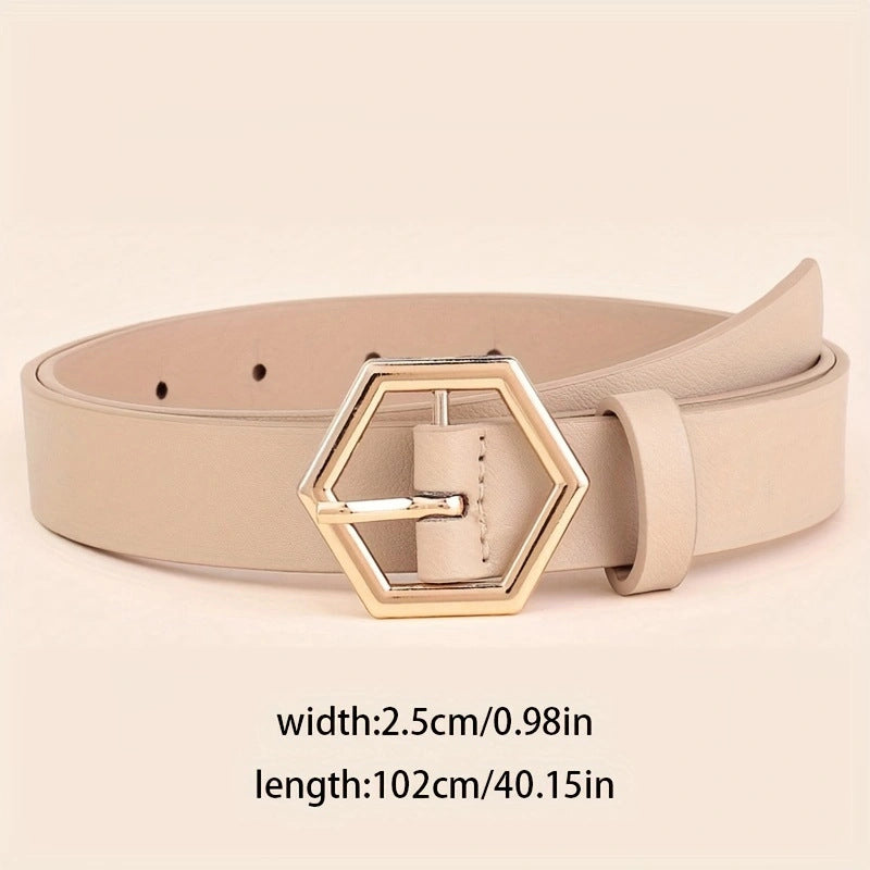 Women's Hexangular Star Irregular Gold Buckle PU Belt