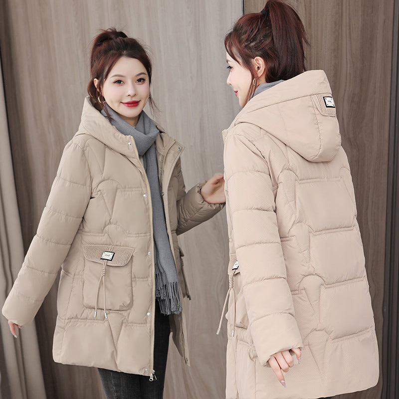 Hooded Down Coat Mid-length Thickened