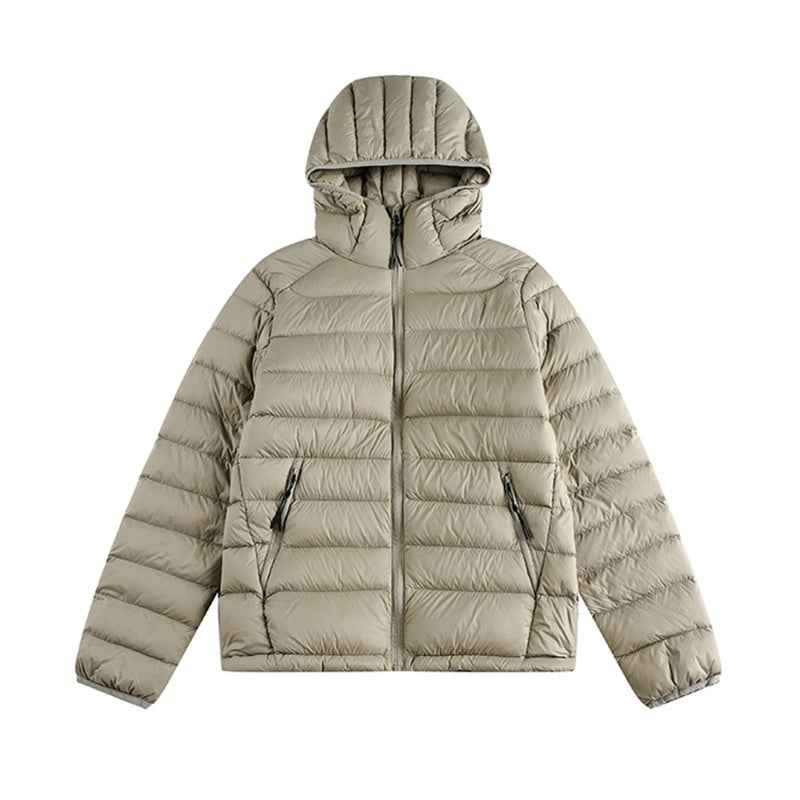 Lightweight Ribbed Hooded Down Jacket For Men And Women, Warm In Winter