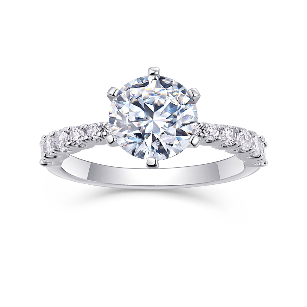 Goddess's Blessing - A Wedding Ring Set With 2-carat Top-quality Moissanite S925 Silver And Platinum-plated Diamond. The Ring Can Be Inspected With A Diamond Pen