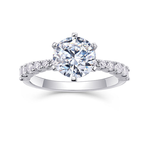 Goddess's Blessing - A Wedding Ring Set With 2-carat Top-quality Moissanite S925 Silver And Platinum-plated Diamond. The Ring Can Be Inspected With A Diamond Pen