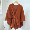 Women's Large-size Long High-grade Knitted Cashmere Shawl With Buckle