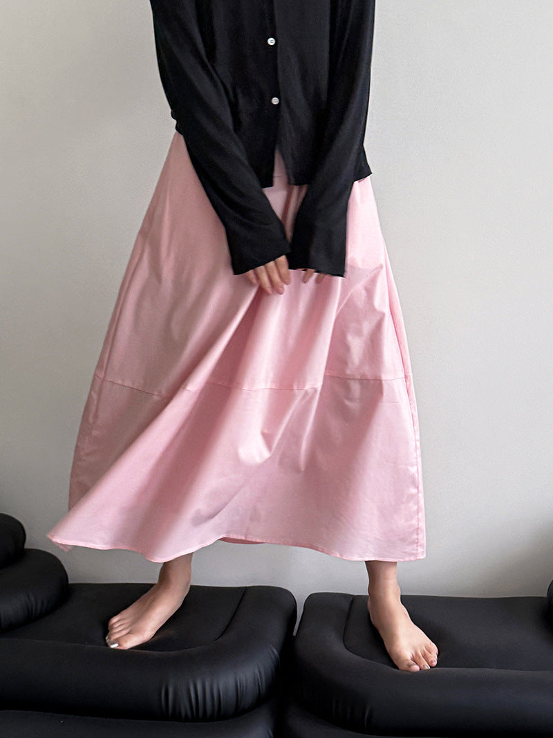 Yellow Skirt High Waist Slimming A- Line Skirt Loose Cover