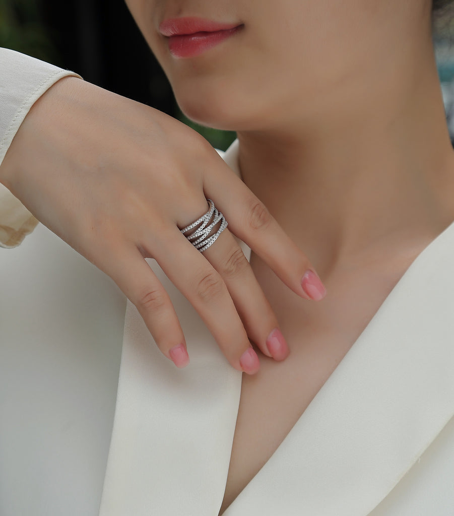 The Communication Star - Set With Top-quality Moissanite S925 Silver And Platinum-plated Diamond Wedding Ring Can Be Inspected With A Diamond Pen