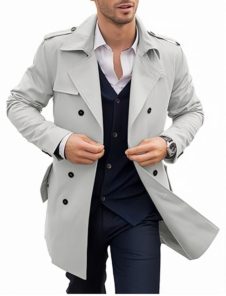 Men's Coat Mid-length Double Breasted European And American