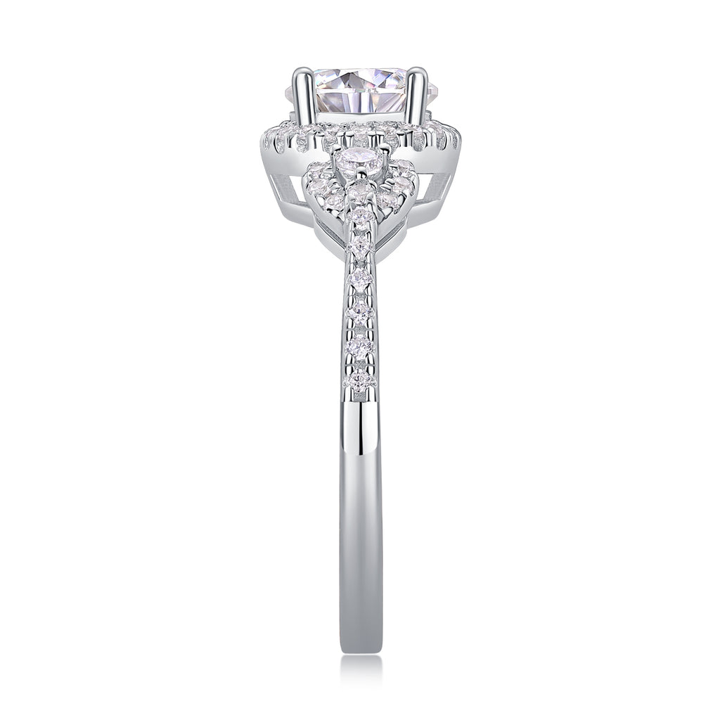 Lake Baikal - Set With 1-carat Top-quality Moissanite S925, Silver And Platinum-plated Diamond Wedding Ring. The Ring Can Be Inspected With A Diamond Pen