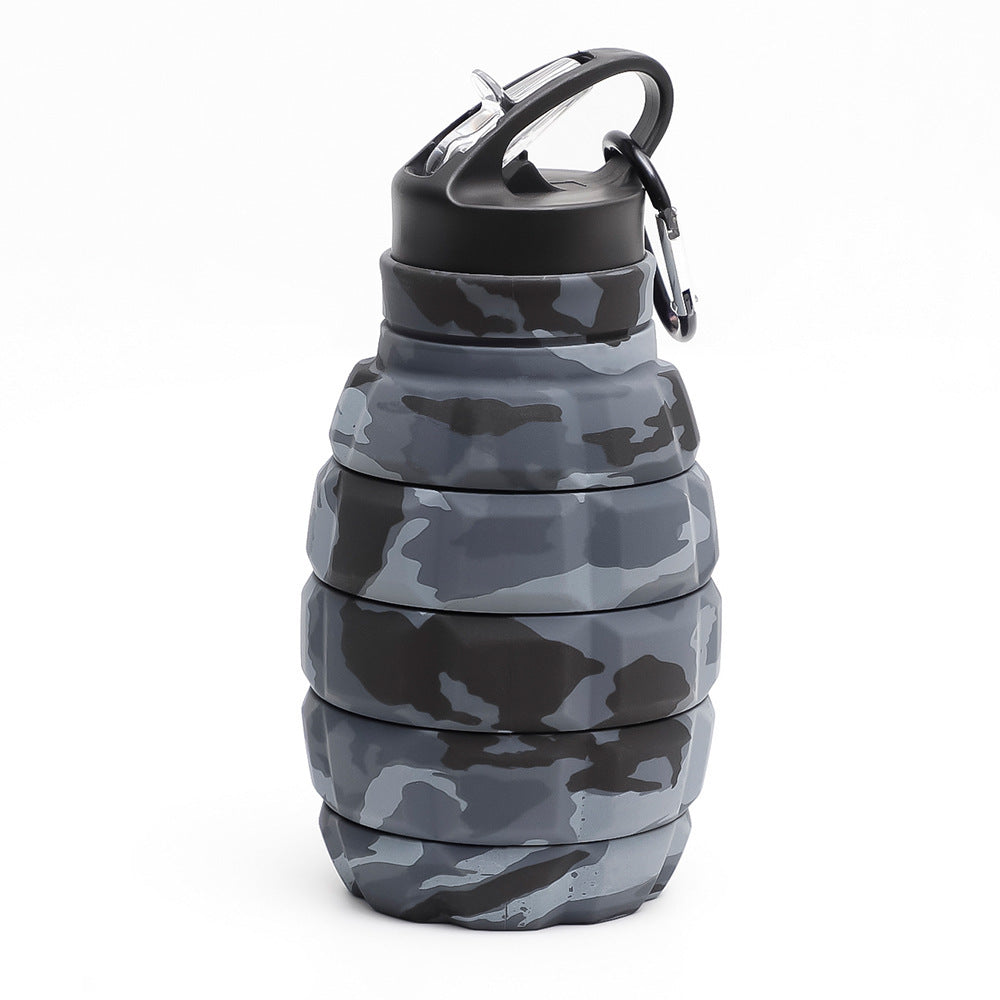 Foldable Water Bottle Food Grade Silicone Cycling Hiking Kettle With Hook