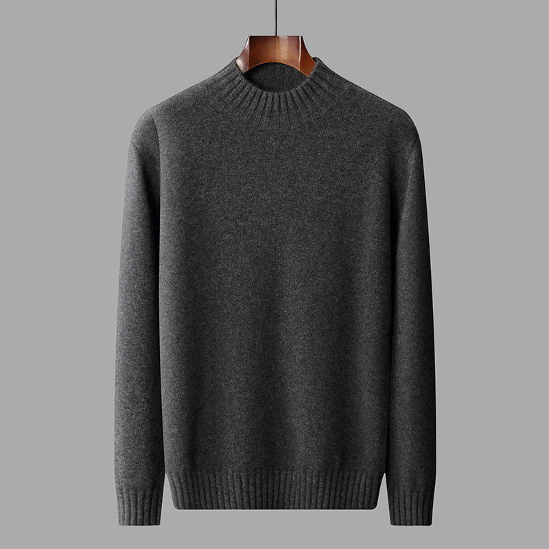 Men's Business-Casual Solid-Color All-Match Sweater With A Half-High Neck