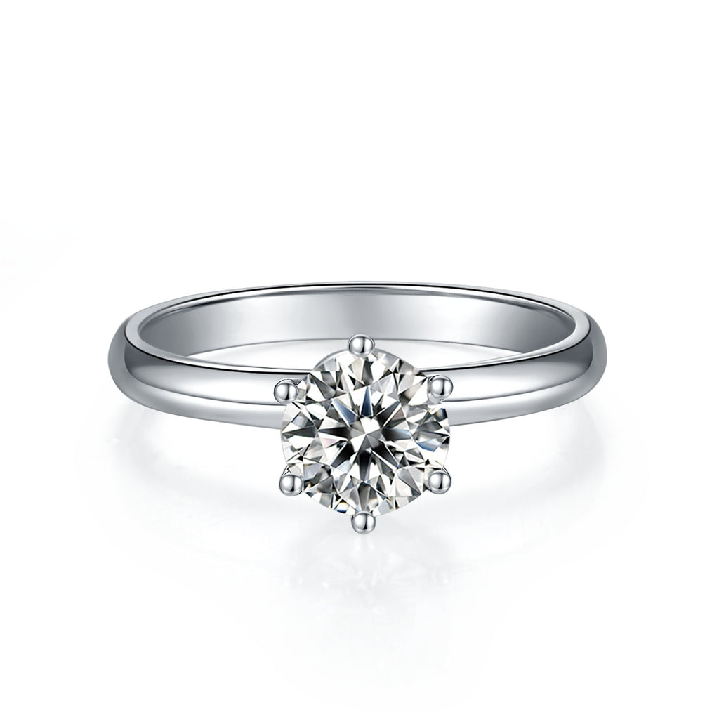 Minimalist Starlight - Set With 1-carat Top-quality Moissanite S925 Silver And Platinum-plated Diamond Wedding Ring. The Ring Can Be Inspected With A Diamond Pen