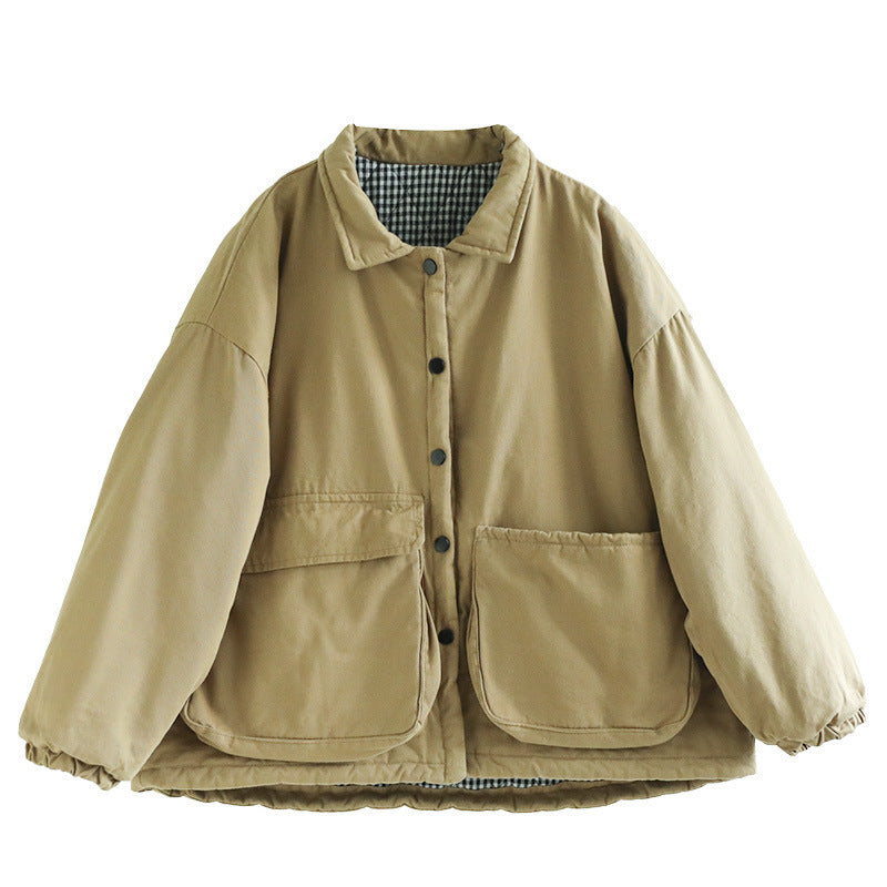 Women's Thickening Plus Size-pocket Loose And Warm Cotton-padded Jacket