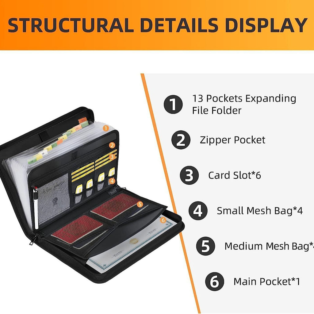 حقيبة ملفات قابلة للطي، مقاومة للماء والحريق