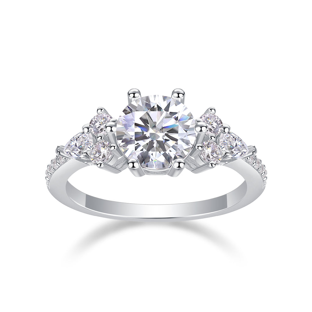 Perfect Encounter - A Wedding Ring Set With 2-carat Top-quality Moissanite S925 Silver And Platinum-plated Diamond. The Ring Can Be Inspected With A Diamond Pen