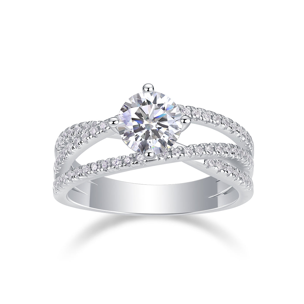 Unrestrained Imagination - A 1-carat Top-quality Moissanite S925 Silver Diamond Wedding Ring With Platinum Plating. The Ring Can Be Inspected With A Diamond Pen.