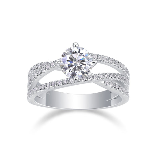 Unrestrained Imagination - A 1-carat Top-quality Moissanite S925 Silver Diamond Wedding Ring With Platinum Plating. The Ring Can Be Inspected With A Diamond Pen.