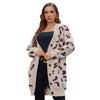 Women's Mid-length Leopard-print Sweater Baggy Coat