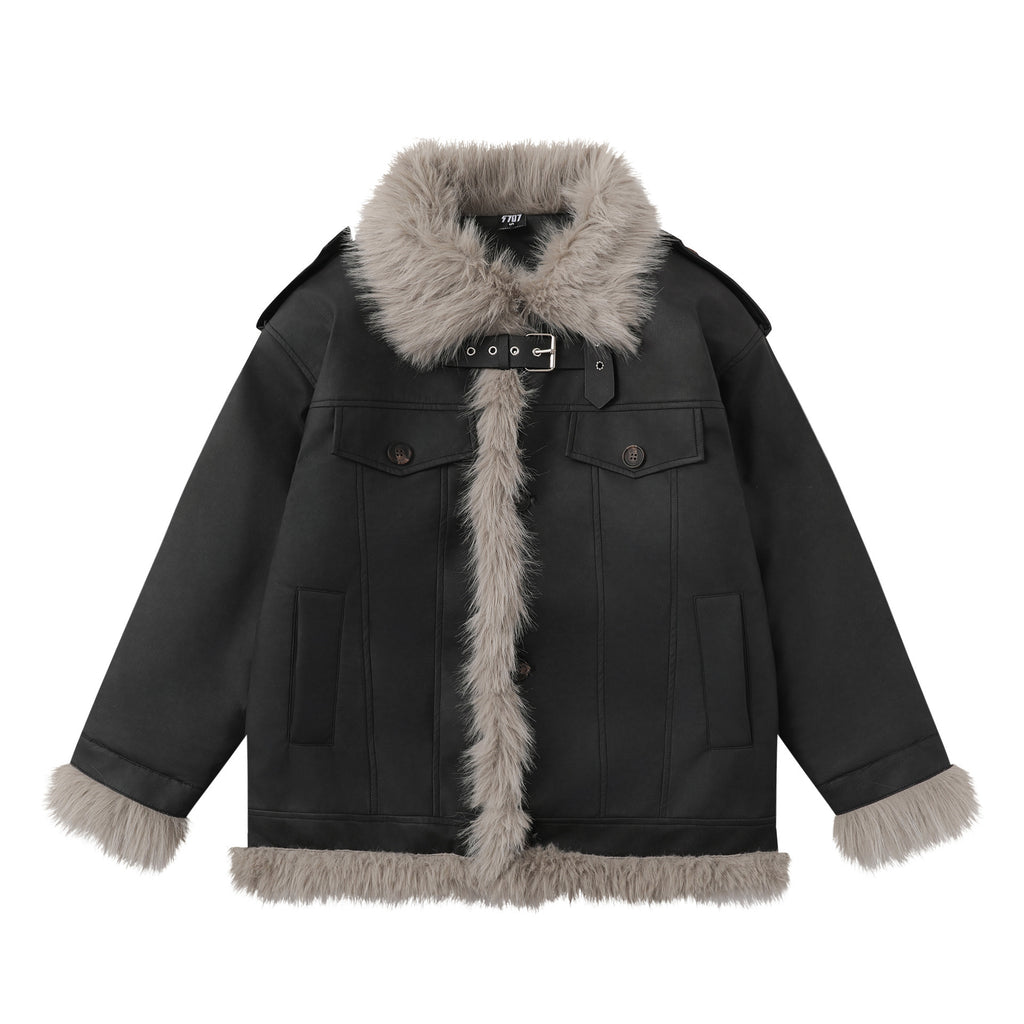 Autumn And Winter New Thickened Cotton Padded Stand-up Collar Cotton-padded Coat Deerskin Velvet