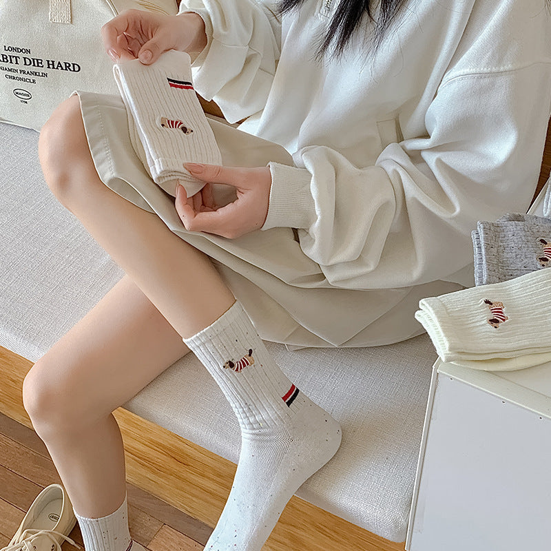 Personality Puppy Embroidered Socks Children