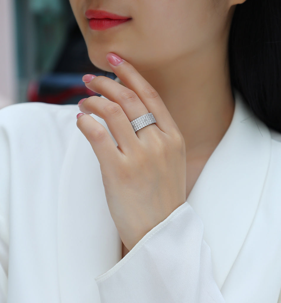 Star Secret - A Wedding Ring Set With Top-quality Moissanite S925 Silver And Platinum-plated Diamond Can Be Tested With A Diamond Pen