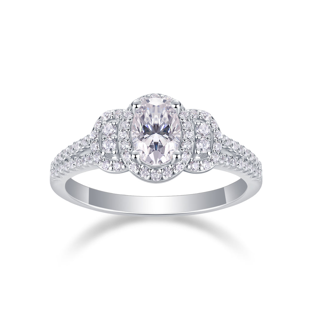 Dream Eden - A Wedding Ring Set With Top-quality Moissanite S925, Silver And Platinum-plated. The Ring Can Be Inspected With A Diamond Pen
