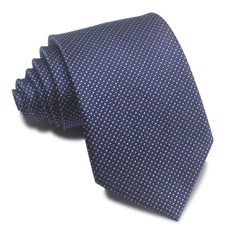 8CM Polyester Jacquard Striped Tie Men's Business Formal Red Black Blue - Eshtree