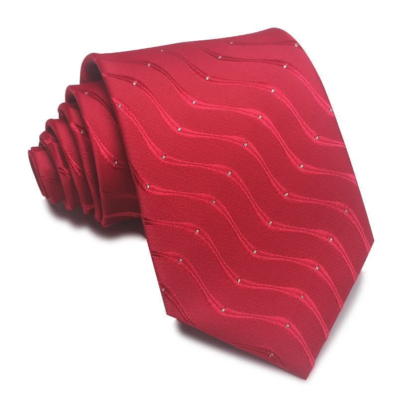 8CM Polyester Jacquard Striped Tie Men's Business Formal Red Black Blue - Eshtree