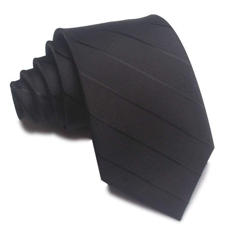 8CM Polyester Jacquard Striped Tie Men's Business Formal Red Black Blue - Eshtree