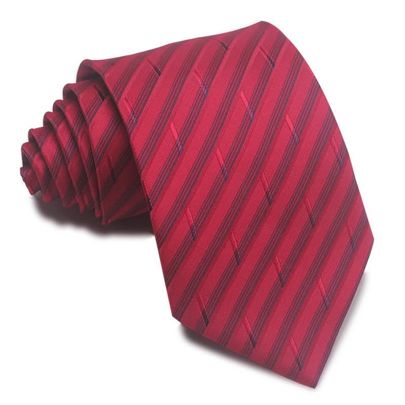 8CM Polyester Jacquard Striped Tie Men's Business Formal Red Black Blue - Eshtree