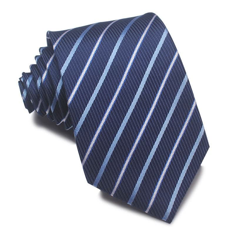 8CM Polyester Jacquard Striped Tie Men's Business Formal Red Black Blue - Eshtree