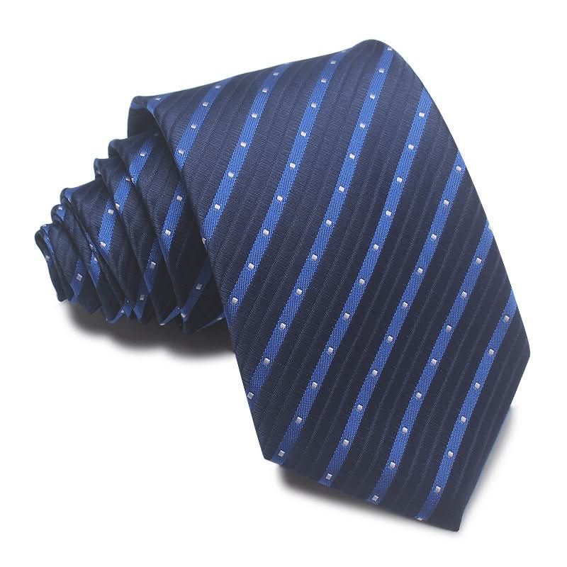 8CM Polyester Jacquard Striped Tie Men's Business Formal Red Black Blue - Eshtree