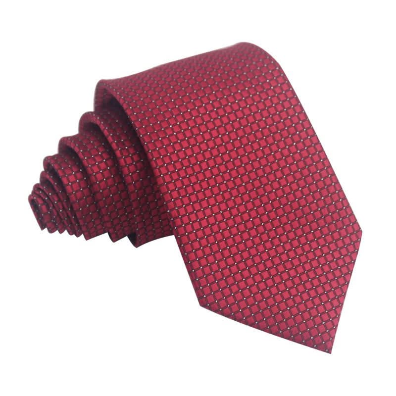 8CM Polyester Jacquard Striped Tie Men's Business Formal Red Black Blue - Eshtree