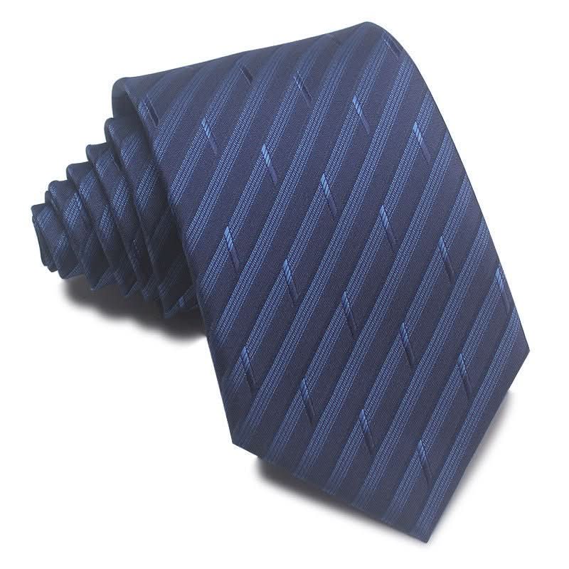 8CM Polyester Jacquard Striped Tie Men's Business Formal Red Black Blue - Eshtree