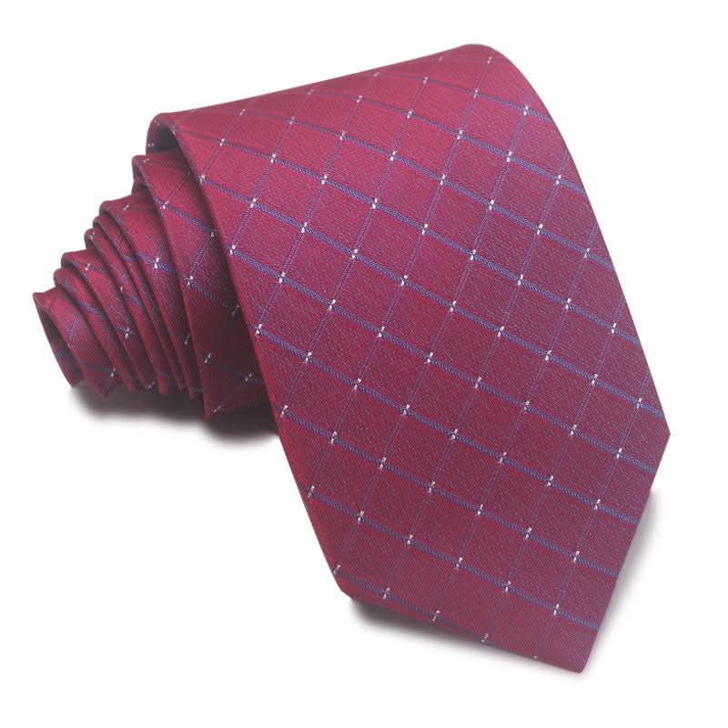 8CM Polyester Jacquard Striped Tie Men's Business Formal Red Black Blue - Eshtree