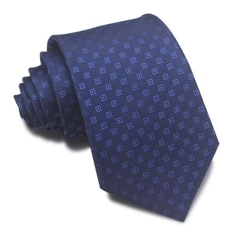 8CM Polyester Jacquard Striped Tie Men's Business Formal Red Black Blue - Eshtree