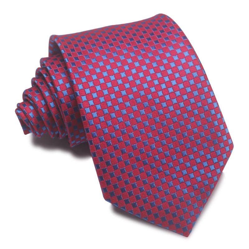 8CM Polyester Jacquard Striped Tie Men's Business Formal Red Black Blue - Eshtree