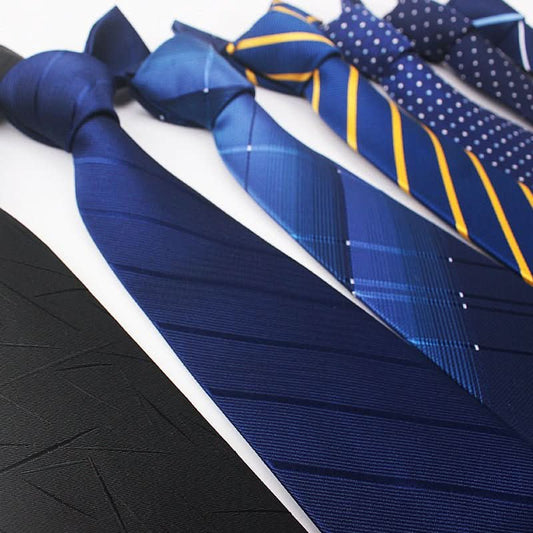 8CM Polyester Jacquard Striped Tie Men's Business Formal Red Black Blue - Eshtree