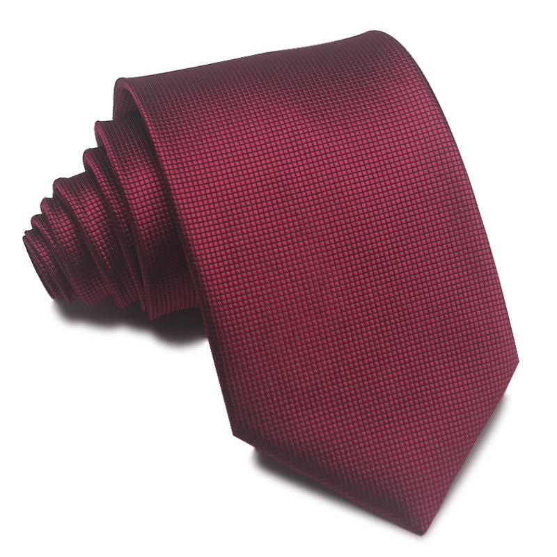 8CM Polyester Jacquard Striped Tie Men's Business Formal Red Black Blue - Eshtree
