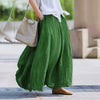 Women Bohemian Beach A-Line Dress Elastic Waist Flowy Long Maxi Skirt With Pockets