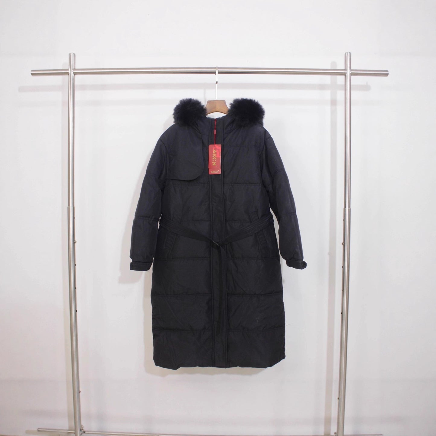 Over The Knee Hood Fur Collar Thickened Warm Cotton Coat