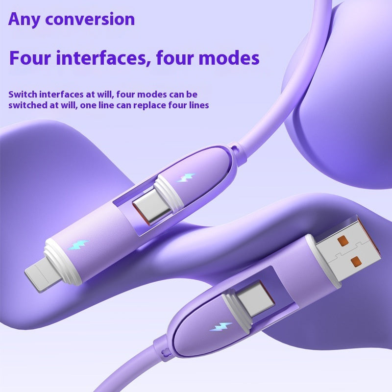 Four-in-one Silicone Fast Charge Data Cable