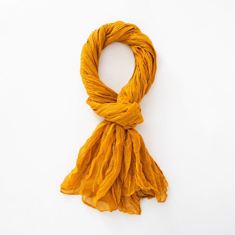 Women's Natural Wrinkle Pure Linen Scarf Shawl