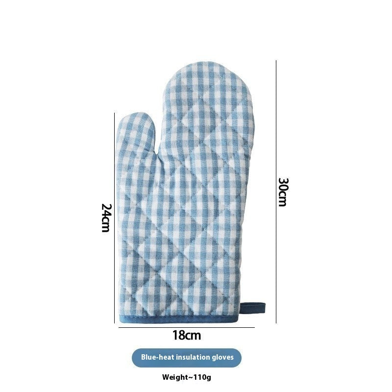 قفازات خبز قطنية مصبوغة بخيوط ملونة بنقشة مربعات، تحمي من الحروق