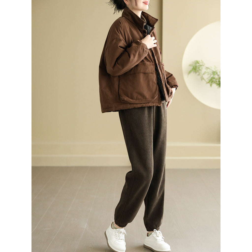 Women's Thickening Plus Size-pocket Loose And Warm Cotton-padded Jacket