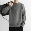 Chunky-knit Crew-neck Warm And Loose-fitting Sweater