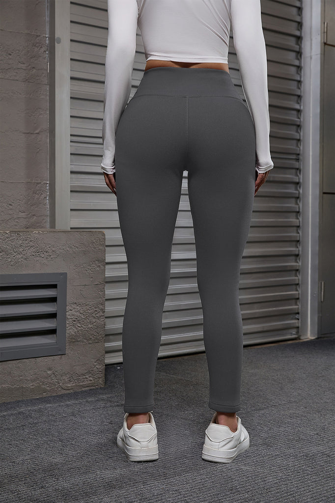 Autumn And Winter Women's Velvet Lift Hip Tight Pants With Elastic High Waist Sports Tight Pants